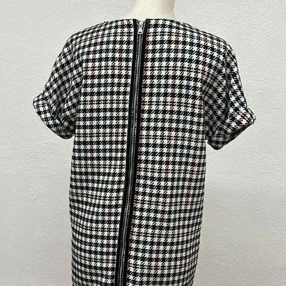ZARA Trafaluc Collection Houndstooth Mini Dress Fringe Hem - Picture 6 of 10